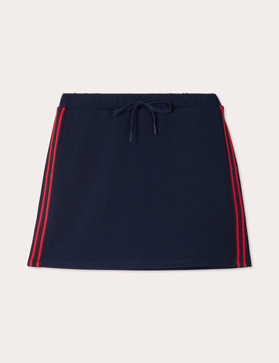 Jupe droite molleton bleu marine femme