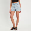 Short droit en jean rose clair femme