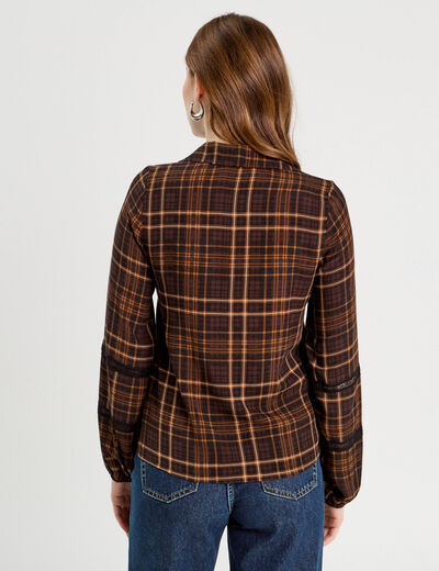 Chemise manches longues marron foncé femme