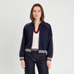 Sweat zippé manches longues bleu marine femme