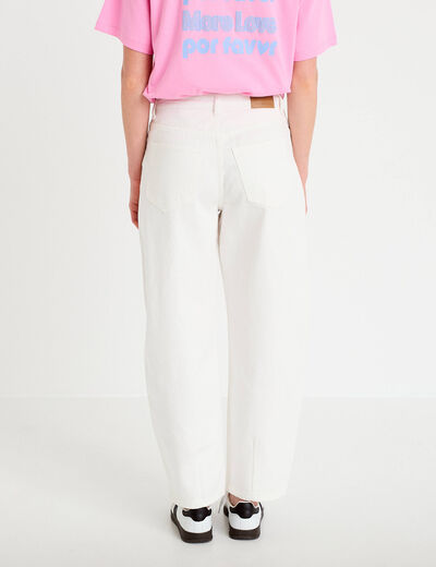 Jean barrel cropped taille standard denim blanc femme