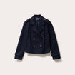 Trench court boutonn&eacute; bleu marine femme