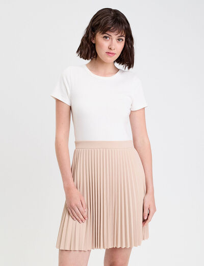 Robe droite plissée sable femme