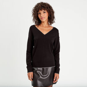 Pull manches longues noir femme