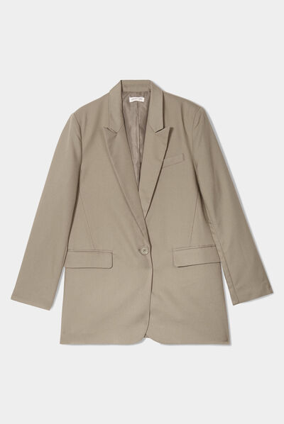 Veste blazer droite vert kaki femme