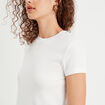 T-shirt manches courtes côtelé blanc femme