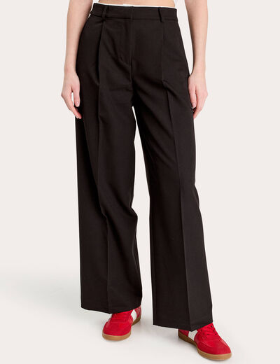 Pantalon large à pinces noir femme
