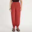 Pantalon large taille standard satin&eacute; vieux rose femme