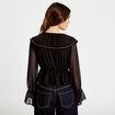 Blouse col claudine bas resserr&eacute; noir femme