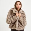 Manteau fausse fourrure taupe femme