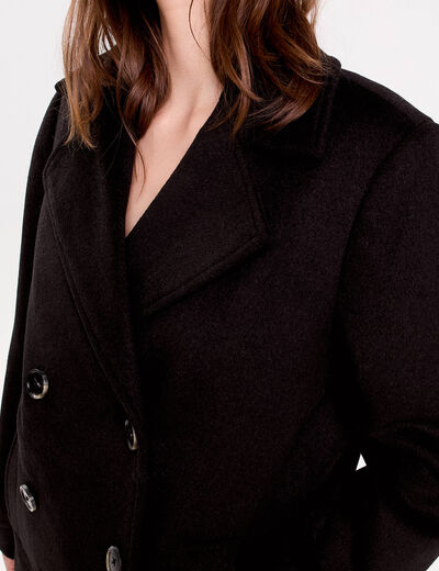 Caban col tailleur manches longues noir femme