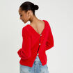 Pull d&eacute;tails coeur rouge femme