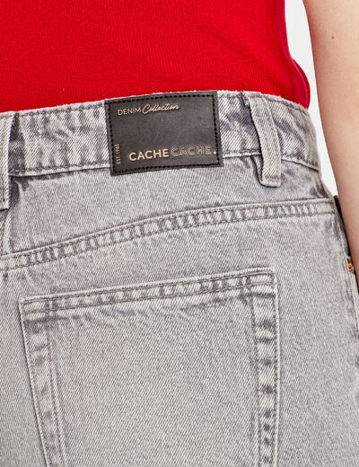 Jeans wide leg taille haute denim gris femme