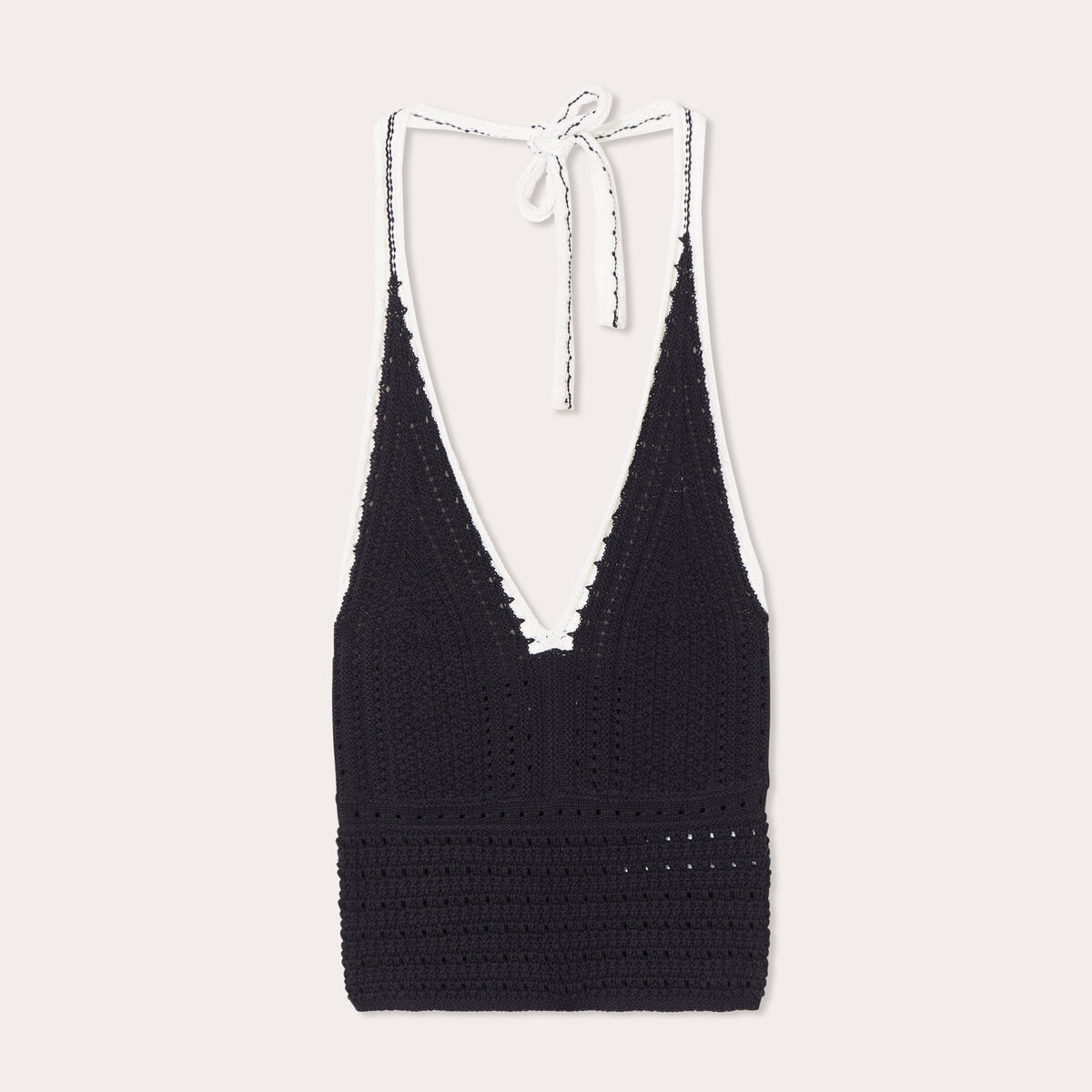 Débardeur cropped crochet noir femme