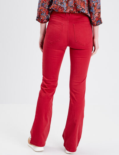 Jeans flare taille haute rouge foncé femme