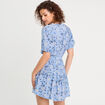 Robe évasée ceinturée bleu gris femme
