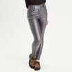 Pantalon skinny enduit gris fonc&eacute; femme