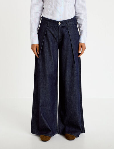 Jean wide leg taille haute denim brut femme