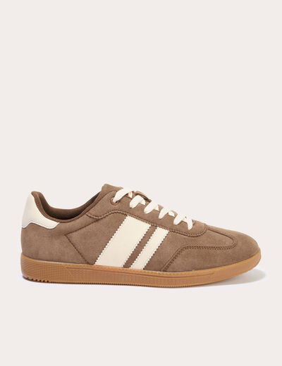 Baskets basses &agrave; lacets beige femme