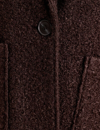 Manteau ample bouclette marron foncé femme