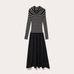 Robe longue effet 2-en-1 col bardot blanc femme