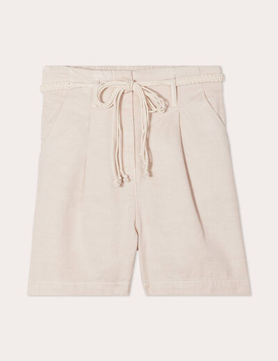 Short ample ceinture tressée ecru femme