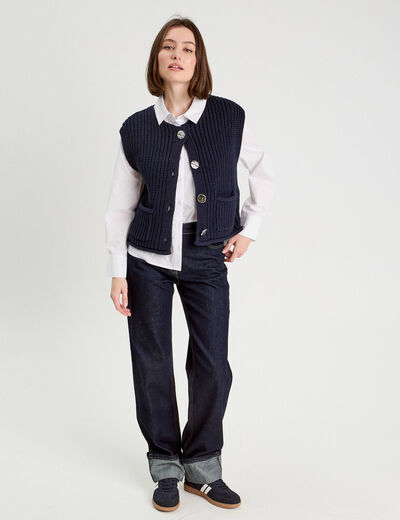 Gilet sans manches bleu marine femme