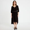 Robe longue &eacute;vas&eacute;e col v dentelle noir femme