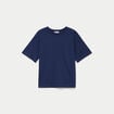 T-shirt col rond manches courtes bleu fonc&eacute; femme