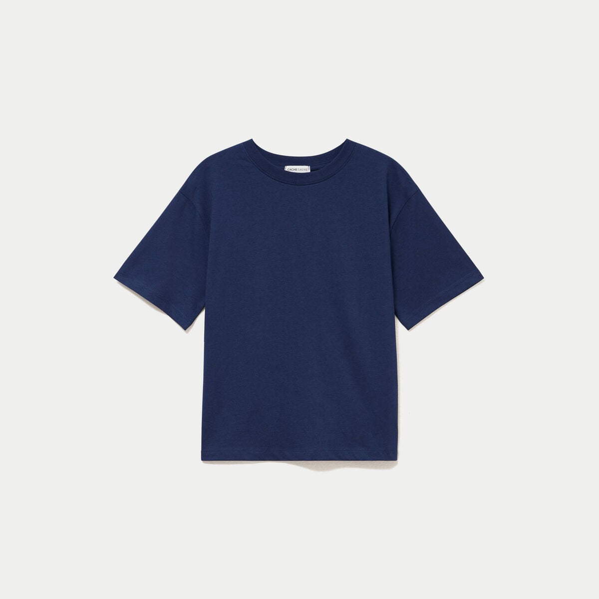 T-shirt col rond manches courtes bleu fonc&eacute; femme
