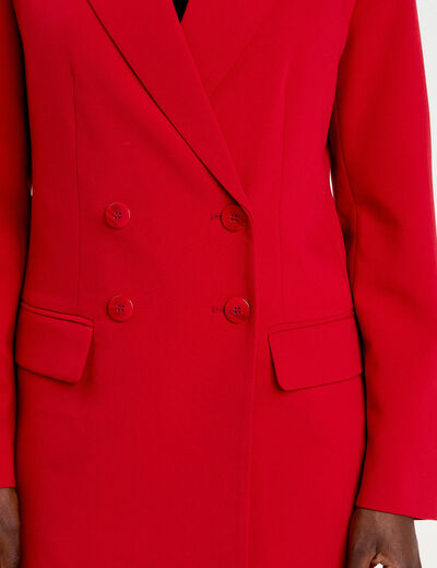 Blazer col tailleur manches longues rouge femme
