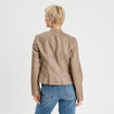 Veste ajustée simili cuir sable femme