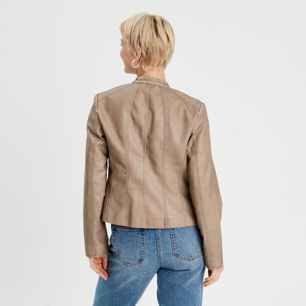 veste ajustee simili cuir sable femme Veste ajustée simili cuir sable femme