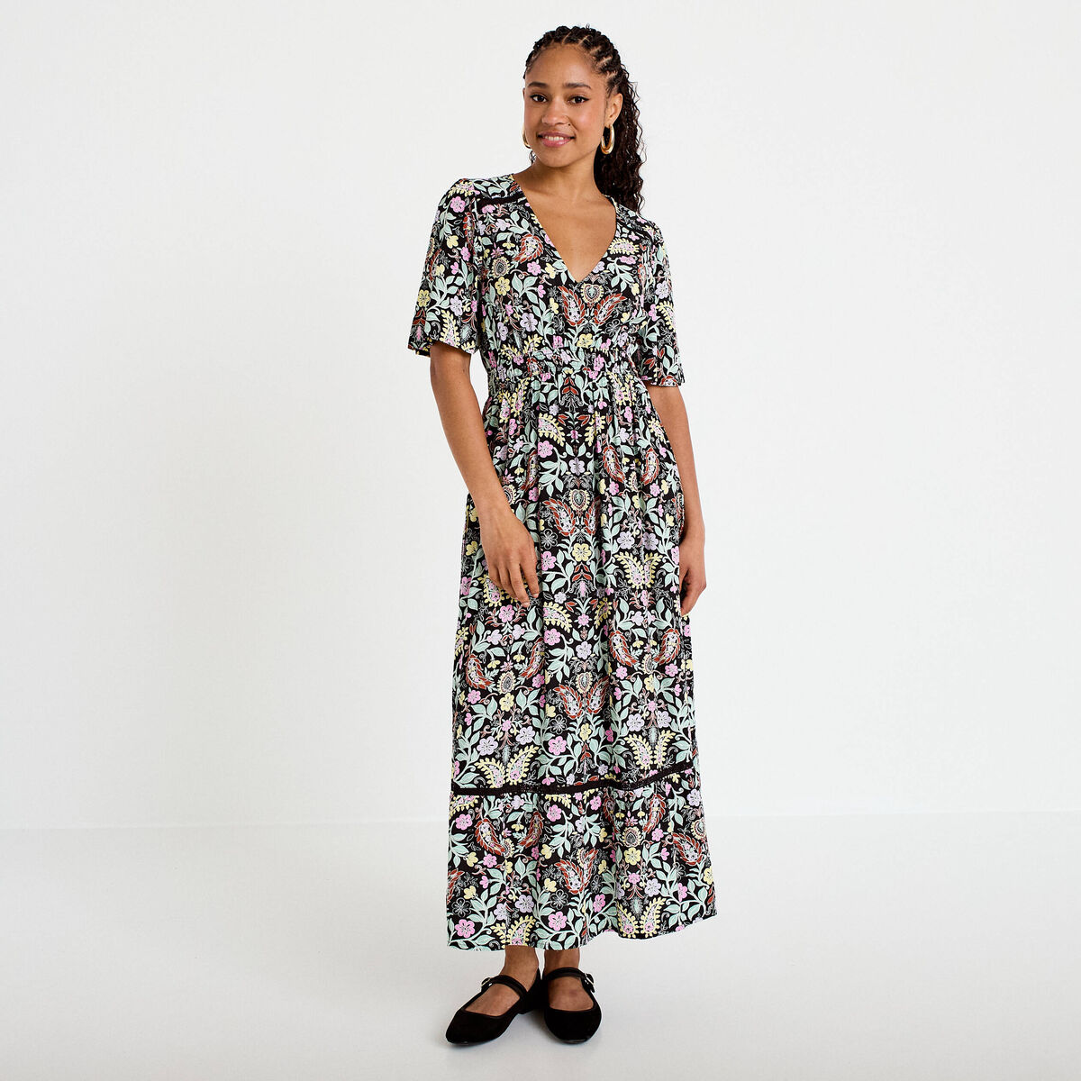 Robe &eacute;vas&eacute;e noir femme