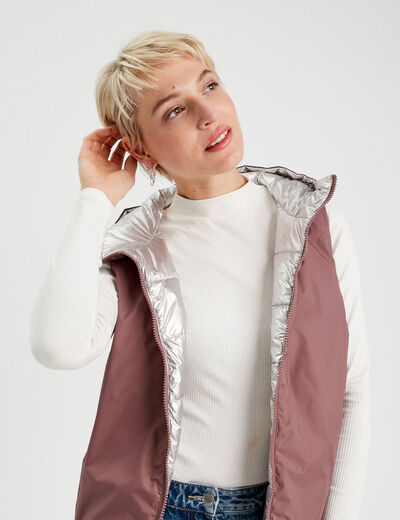 Doudoune réversible vieux rose femme