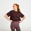 T-shirt col rond manches courtes marron fonc&eacute; femme