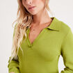 Robe pull droite col polo vert anis femme