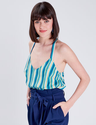 Blouse bretelles fines blanc femme