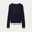 T-shirt 2-en-1 col rond manches longues bleu marine femme
