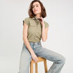 Blouse manches courtes vert pastel femme