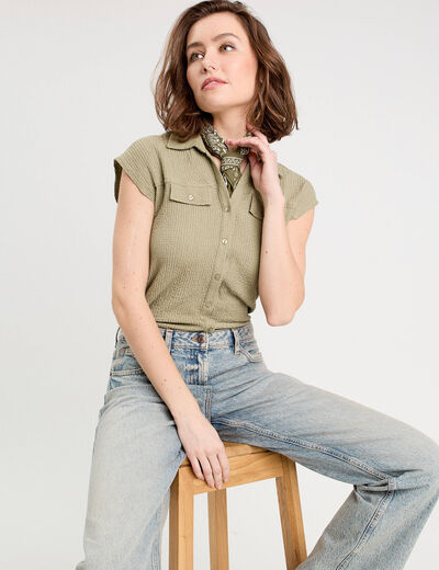 Blouse manches courtes vert pastel femme