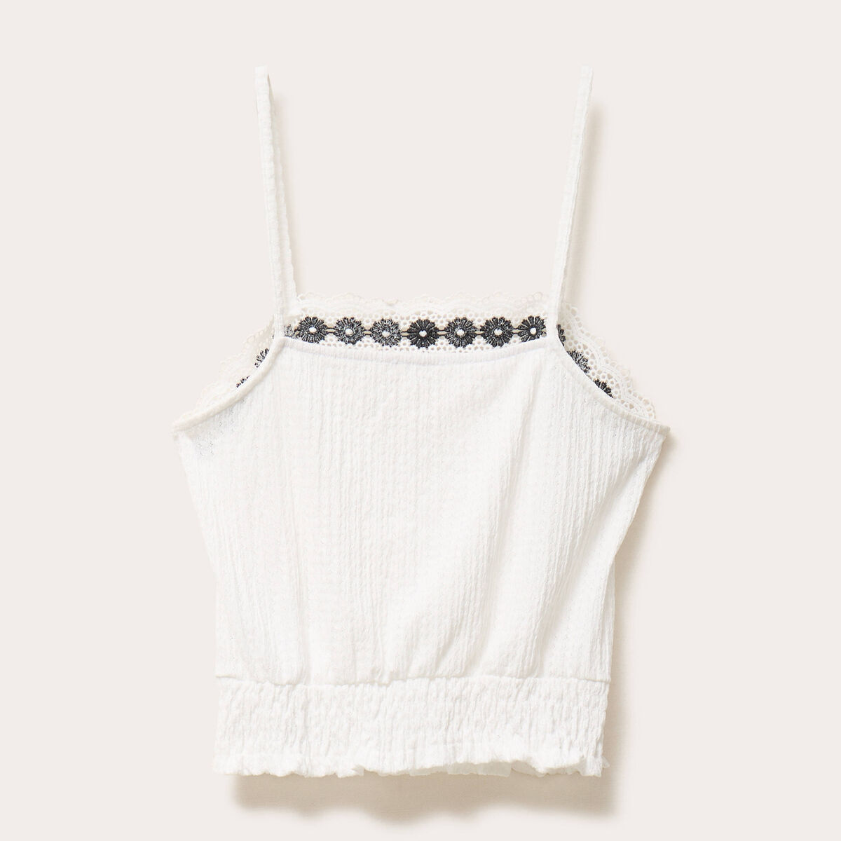 top droit court sans manches ecru femme