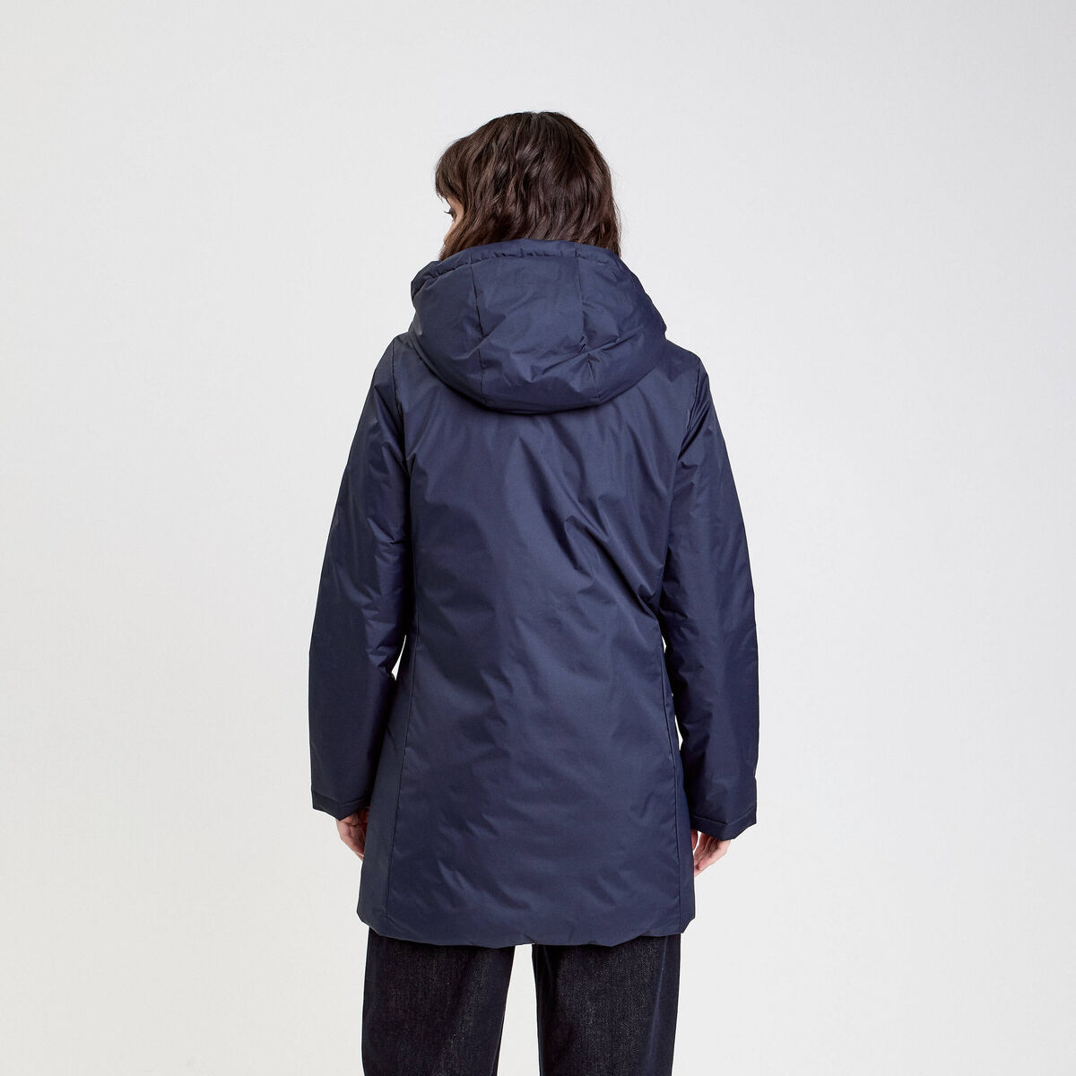 Parka &agrave; capuche r&eacute;versible bleu marine femme