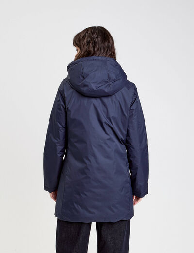 Parka à capuche réversible bleu marine femme