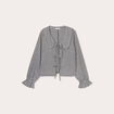 Blouse col claudine et noeuds blanc femme