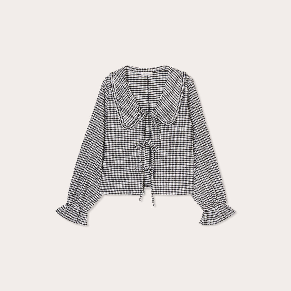 Blouse col claudine et noeuds blanc femme