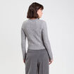 Pull ajust&eacute; col rond manches longues gris fonc&eacute; femme