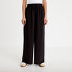 Pantalon large taille standard noir femme