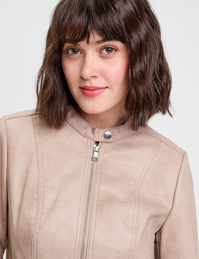 Veste droite zipp&eacute;e sable femme
