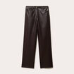 Pantalon droit similicuir marron fonc&eacute; femme